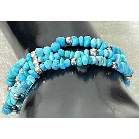 Carolyn Pollack Relios Vintage Turquoise & 925 Bead Coil Wrap Bracelet - Picture 4 of 11